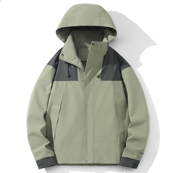 Men's windproof jacket Winter new removable hood outdoor travel waterproof sportswear men's casual breathable punching jacket