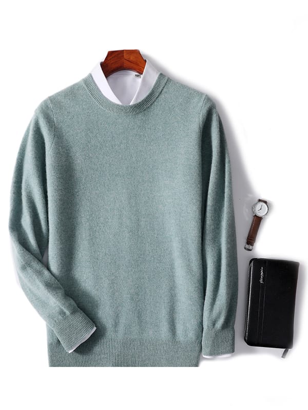 100% Merino Wool Sweater Men's O-Neck Pullover Tops Autumn Winter Thin Solid Color Cashmere Jumper Versatile Basic Clothing