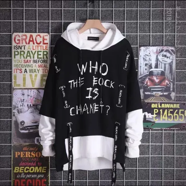 Fashion Men's Thin Anime Hoodie Stylish Letter Printing Crewneck Streetwear Y2k Techwear Hip Hop Punk Women Men Casual Clothes