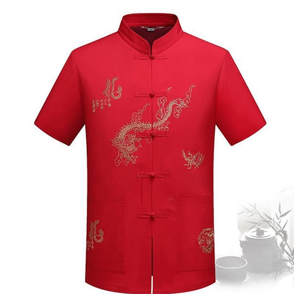 Classic Plus Size Cheongsam Shirt with Traditional Chinese Design for Men's Fashion Statement Where Tradition meets Modishness