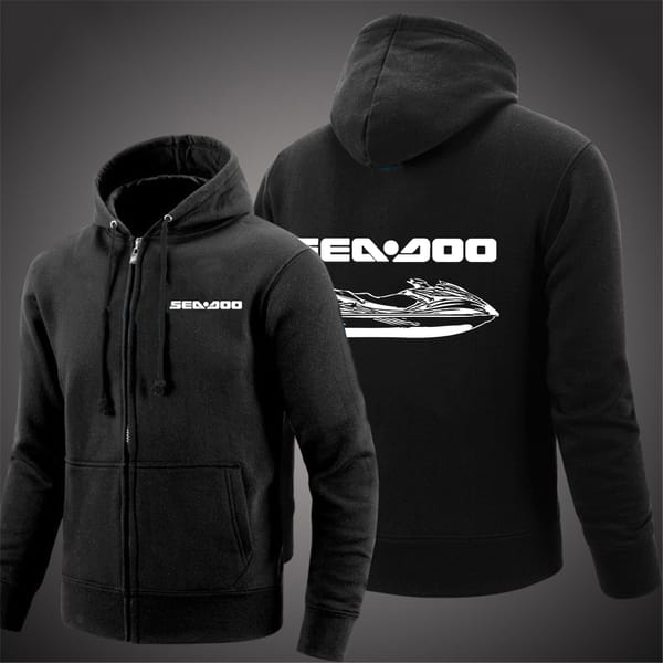 Sea Doo Seadoo Moto Men's New Spring Solid Color Zip Hooded Cotton Long Sleeves Jacket Casual Sweatshirts Hoodies Pullover Tops