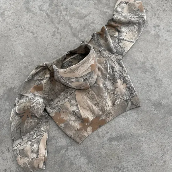 Military Fan Men's Clothing Oversized Camo Zipper Hoodie American Harajuku High Street Hip Hop Streetwear Universal Camo Hoodie