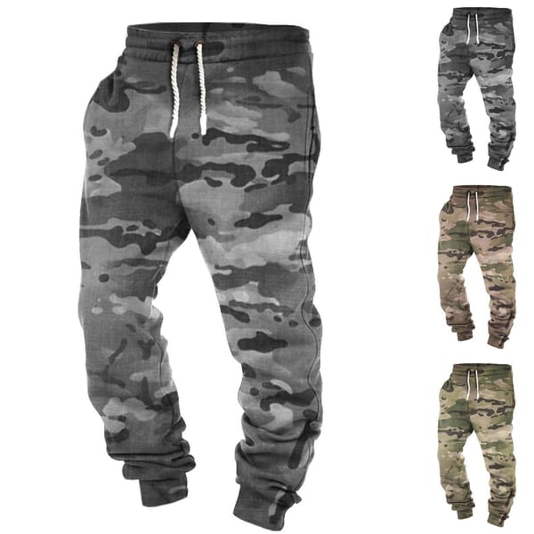 Men Camouflage Sweatpants Elasticity Cargo Pants Drawstring Multi Pockets Bottoms Men'S Fashion Casual Jogger Trousers