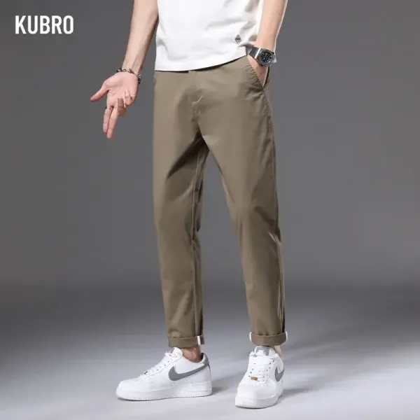KUBRO Pants Man 2023 Personalized Waist Design Autumn New Loose Straight Casual Trousers Men's Trendy Sports All Match Outfit