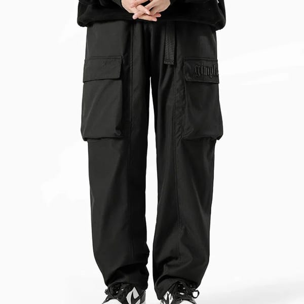 Spring Autumn Fashion Elastic Waist Drawstring Men's Clothing Loose Solid Trend Japanese Style Pockets Straight Straight Pants