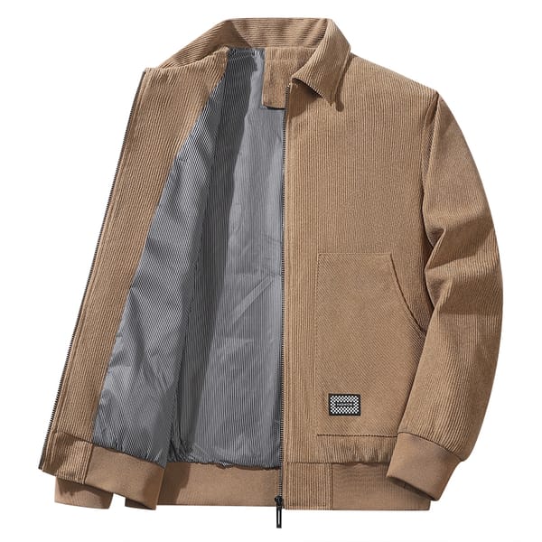 Men's Winter Jacket Vintage Khaki Corduroy Jacket Lambswool Loose Lined Winter Coats Trucker Cargo Workwear Multi-Pocket Outwear