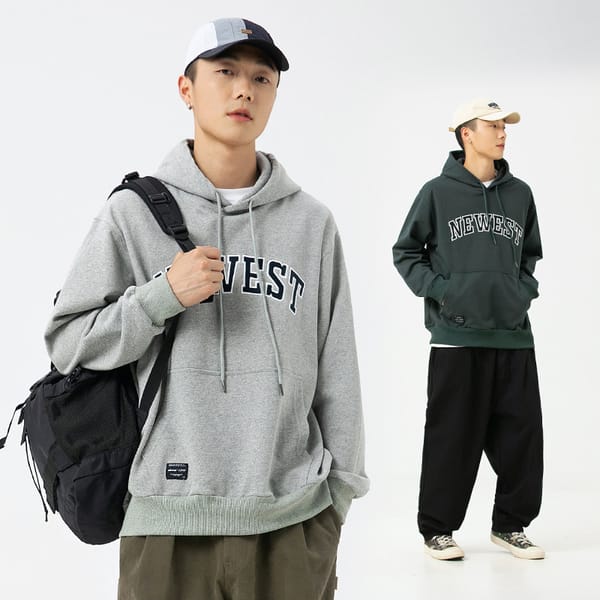 Qiu Basic Japanese Simple Letters Loose Sweater Men's Isn High Street Pure Cotton Casual Versatile Hoodie