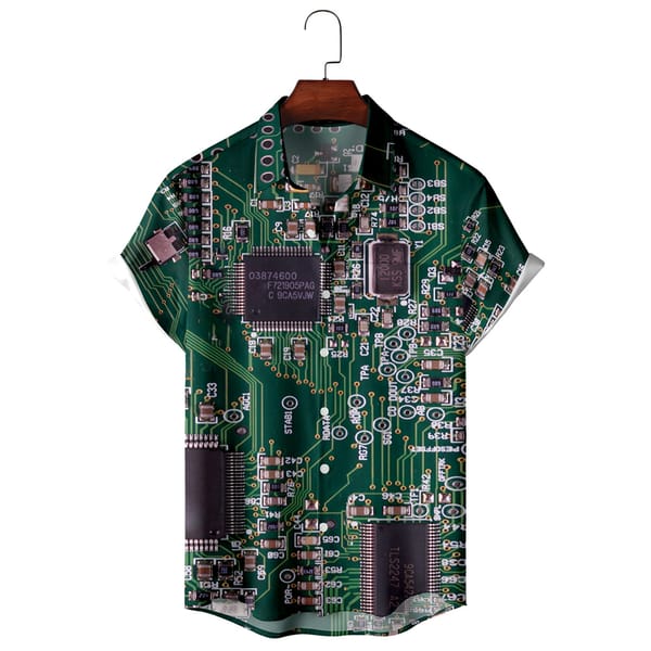Electronic Chip Men'S Shirts 3d Vintage Summer Fashion Personality Hawaiian Shirt Man Short Sleeved Oversized Shirt For Men 2023