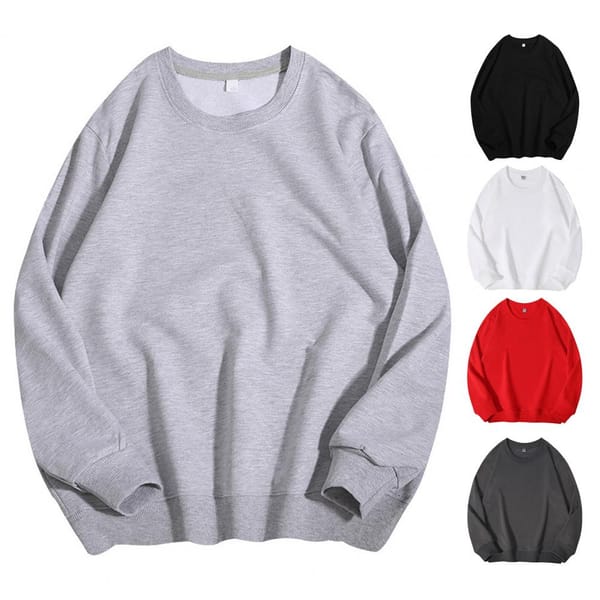 Men Solid Color Sweatshirt Men's Casual Solid Color Sweatshirt with Round Neck Elastic Cuff Loose Fit Spring Pullover for Daily