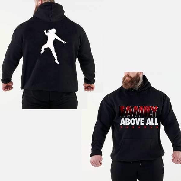 2024 Autumn/Winter New Hot Famous Wrestler Roman Reigns Men's Black Hoodie Street Sports Casual Pullover