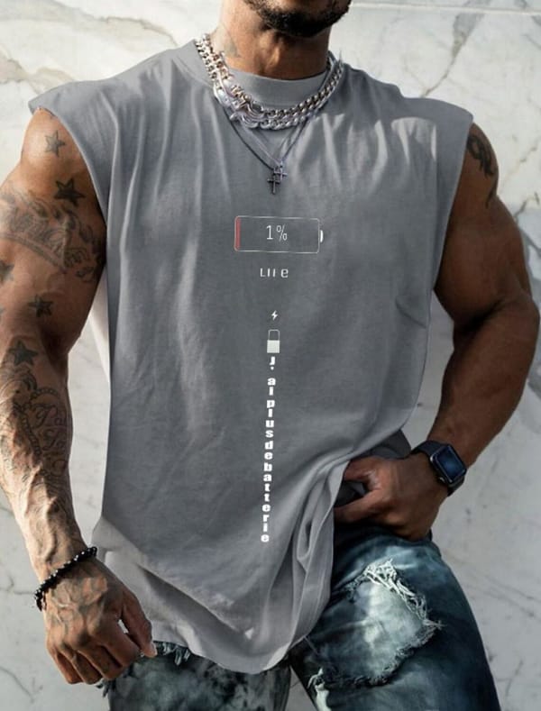 Casual Style Outdoor O Neck Quick Dry Vest Four Seasons Men's Electric Printed T-Shirt Fitness Breathable Clothing Fashion