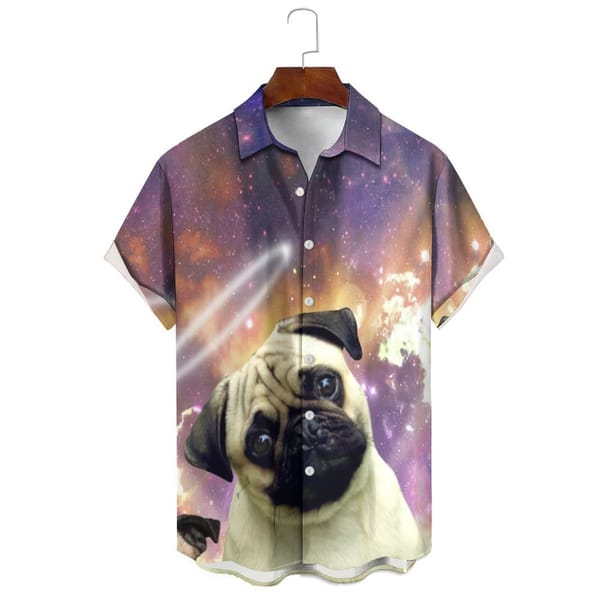 Men's/Women's Fashion Simple Summer Cartoon Animal Puppy Print Loose Casual Multi-Style Daily Can Wear Lapel Short-Sleeved Shirt