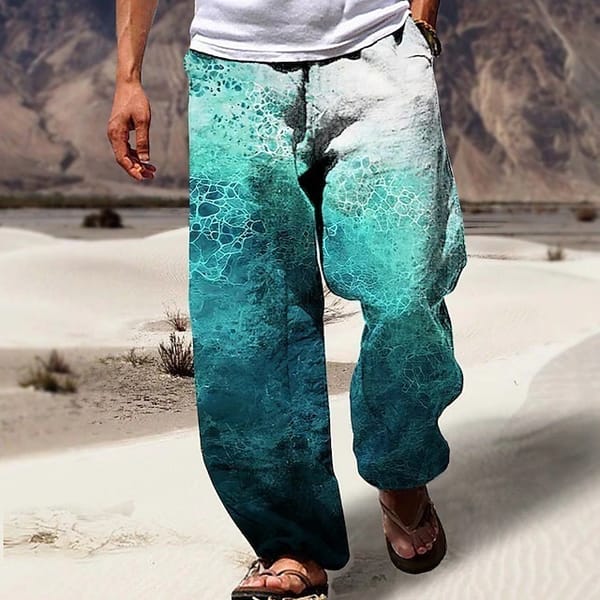 Geometric Printed Loose Pants Personalized Retro 2024 Wide Leg Pants Animal Printed New Seasonal Men's Casual Floor Mop PantsWR6