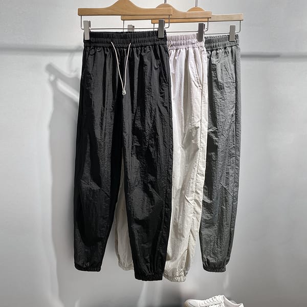 Men Korean Style Straight Pants Fashion Men's Thin Ice Silk Pants Joggers Loose Casual Straight Trousers Solid Pants W67