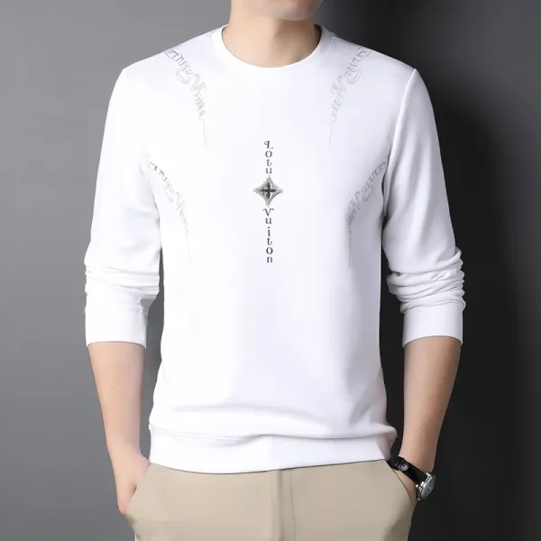 Spring Men's New Fashionable Round Neck Pullover Casual Wear Solid Color Top