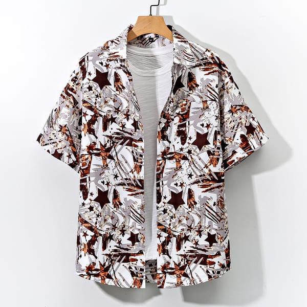New Men's Large-size Base Shirt Loose Short-sleeved T-shirt All Printed T-shirt