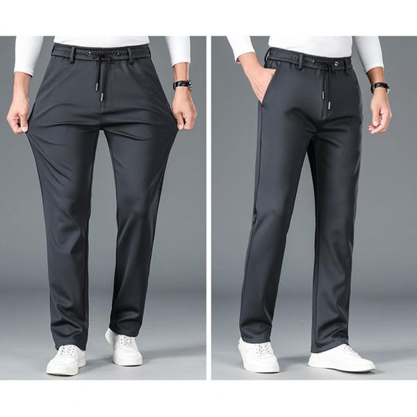 Men Plus Size Trousers Men's Breathable Drawstring Sweatpants with Elastic Waist Side Pockets for Daily Wear Sports Travel Solid