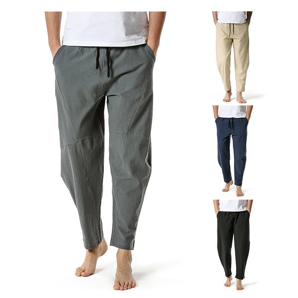 Men's Ramie Cotton Loose Casual Lightweight Elastic Waist Pants Yoga Pants Home Pants