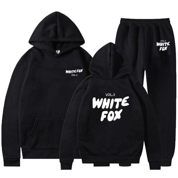 3PCS 2024 Trendy Hot Selling Items White Fox Men's and Women's Hoodie Loose Fitting Hoodie Thick Letter Print Casual Men's wear