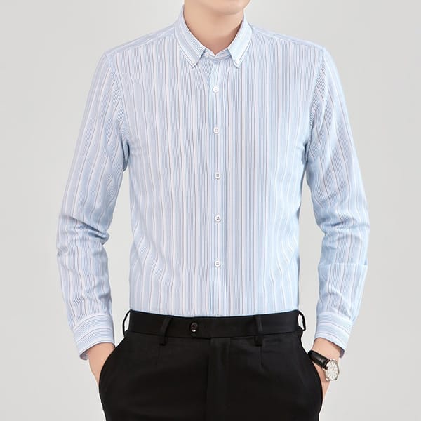 2023 Autumn New Business Casual Versatile Striped Men's Long Sleeve Shirt Shirts for Men