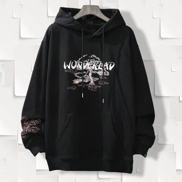 Polyester Fabric Men Hoodie Trendy Men's Hoodie Plus Velvet Loose Fit Minimalistic All-match Pocket Design for Spring for Daily