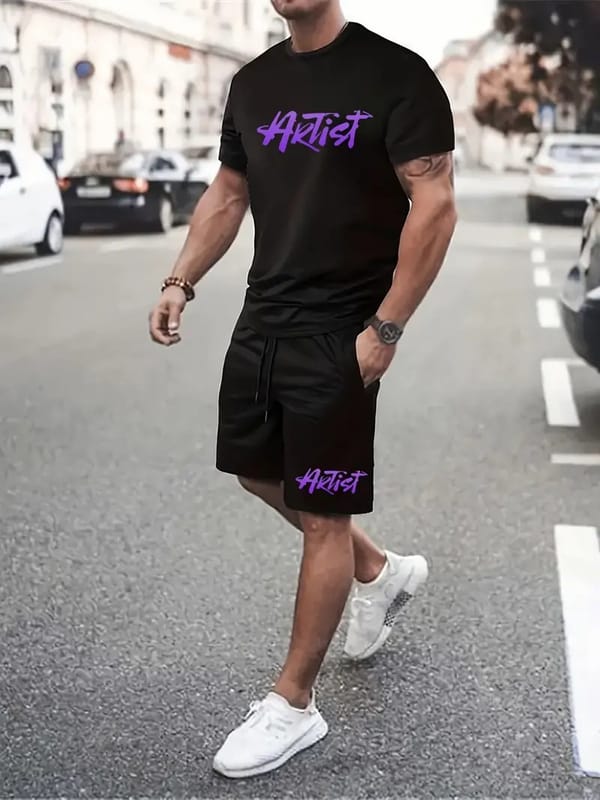 Hot Sale Men's Two-piece Casual Suit Trendy Printed Short-sleeved T-shirt Shorts Suit Fashion Summer Street Casual Wear Loose