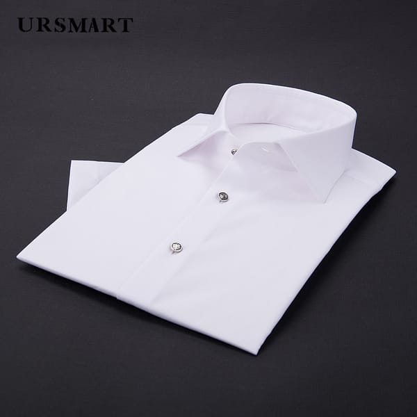 Square neck short sleeved men's shirt 100% cotton slim fit shirt 2024 summer new product work business banquet shirt men