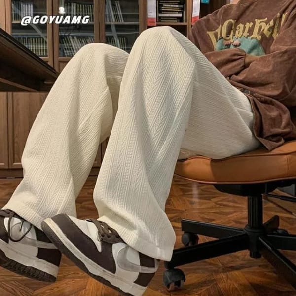 Spring Autumn New Fashion Solid Color Elastic Waist Men's Clothing Casual Straight Simplicity Thin Versatile Wide Leg Trousers