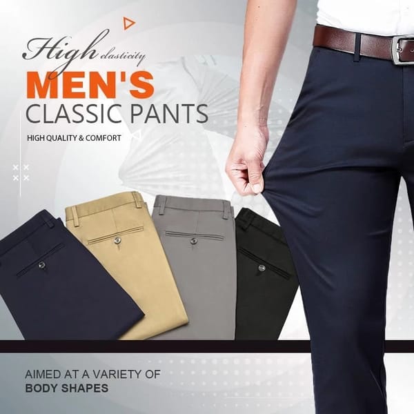 High Stretch Men's Classic Pants Spring Summer Casual Pants High Waist Trousers Business Casual Pants Dropshipping