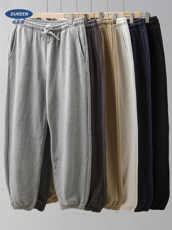 DUKEEN 500G Heavyweight Men Sweatpants Spring and Autumn 100% Cotton Loose Casual Sport Jogger Pants Men's Drawstring Trouse