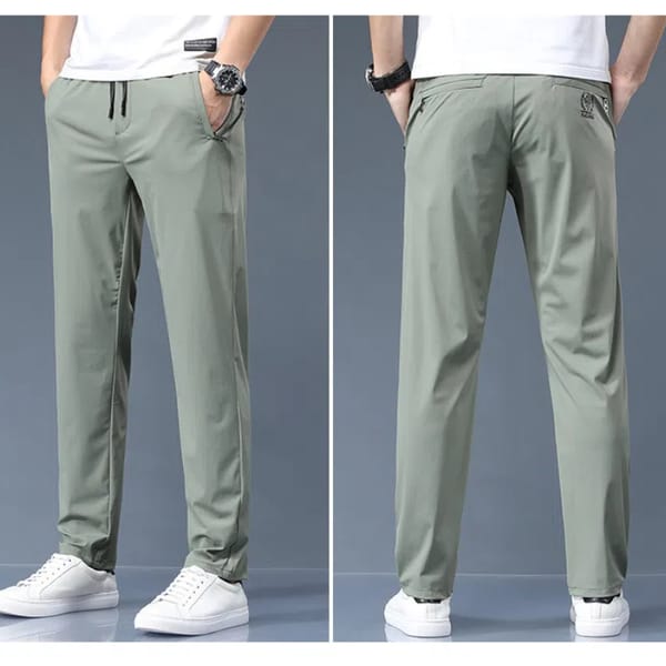 Ice silk men's elastic casual pants business fashion versatile thin pants quick drying breathable air conditioning men's pants