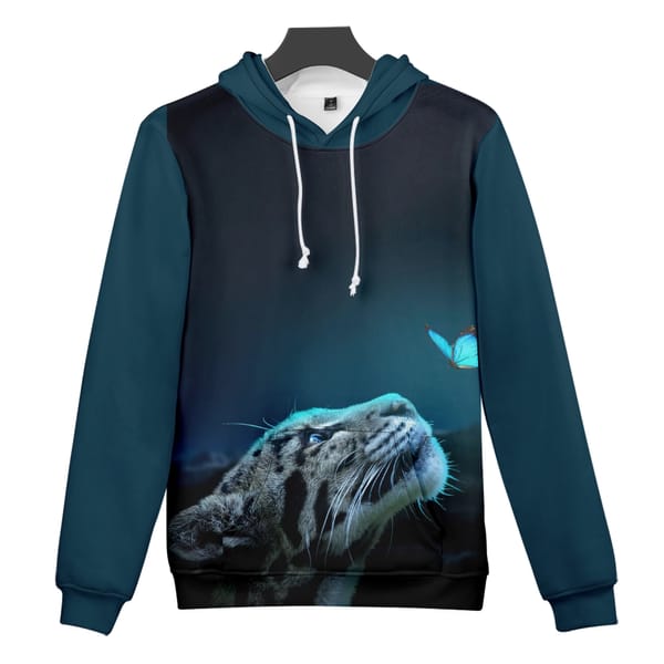 Winter 2022 Tiger Rose 3D Hoodie Mushroom Pattern Men's Goth Couple Oversized Casual Sweatshirt