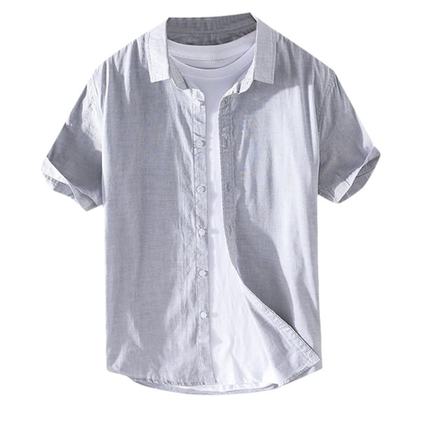 Men's Breathable Shirt Short Sleeve Loose 2024 Summer Fashion Thin Lapel Solid Color Cotton Linen Shirt Daily Shirts For Men