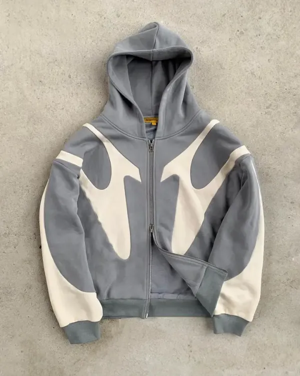 Y2K Vintage Zip Hoodie Men's Hip Hop Patchwork Oversized Hoodie New Harajuku Gothic Jacket Outerwear Clothes Streetwear