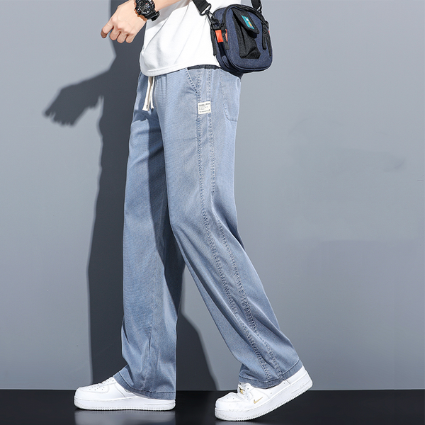 Spring/Autumn Thin Straight Man Pants Soft and Comfortable Loose Wide Leg Pants Faux Jeans Men