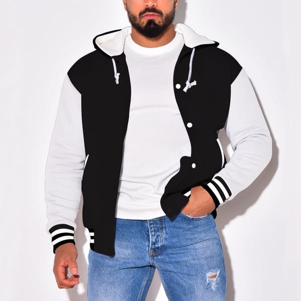 Men's Sweater Hooded Autumn and Winter Slim Baseball Uniform Sweatshirts Sports Plus Fleece Thick Men's Jacket