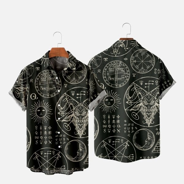 Men's Fashion Summer T-Shirts Hawaiian Skull Demon 3d Print Cozy Casual One Button Shirts Short Sleeve Beach Oversized Shirts 5