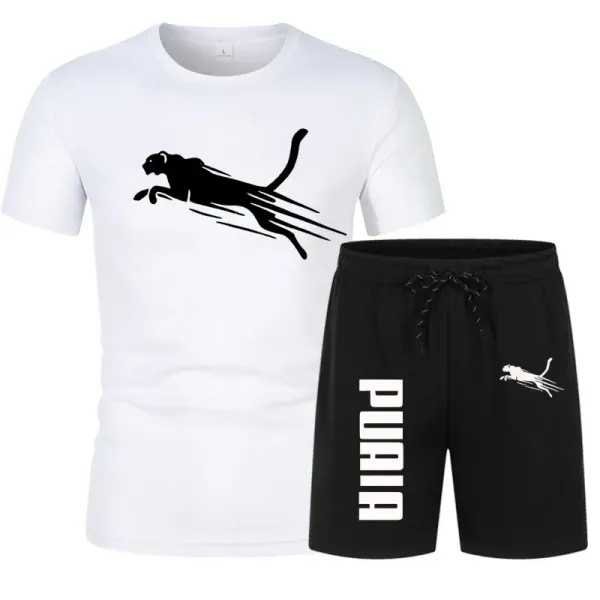 2024 New Summer fashion Printed Men's Shorts Set Quick Drying Breathable Sports Set Short Sleeve T-shirt Set Men's Jogging Set