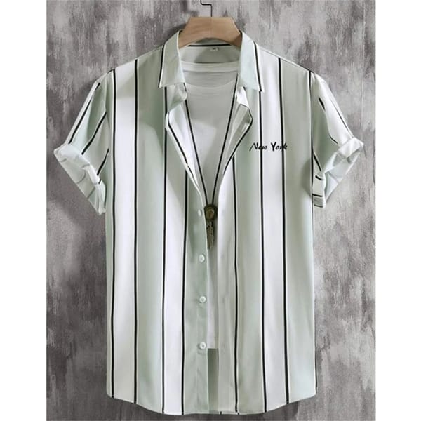 Stripe Shirt Men's Casual Shirt Hawaiian Shirt Men Summer Simple Daily Short Sleeved Shirt For Men Clothing Breathable Shirts