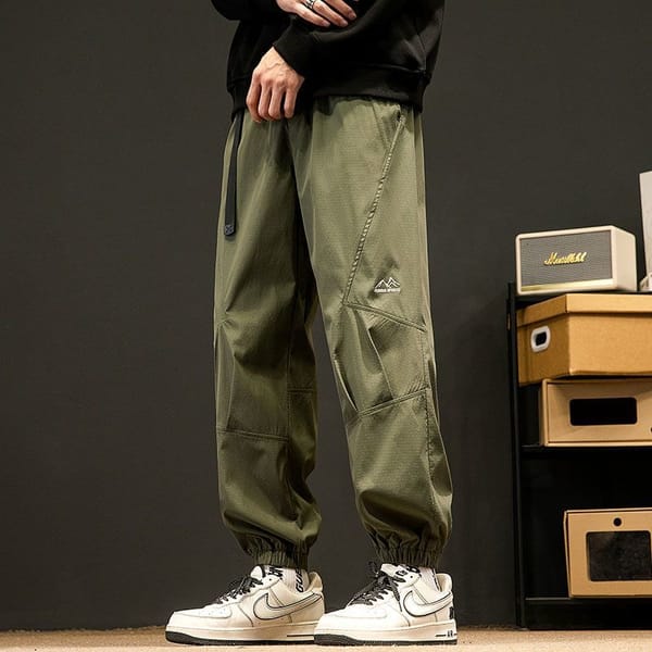 Spring Autumn New Fashion Solid Casual Men's Clothing Elastic Waist Drawstring Pockets Pleated Loose Japanese Style Cargo Pants