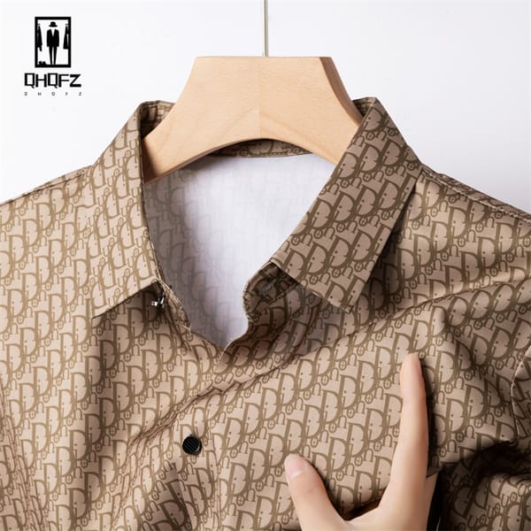 2024 Summer New Men's Business Casual Printed Short Sleeved Shirt Fashion Comfortable Wrinkle Resistant Top