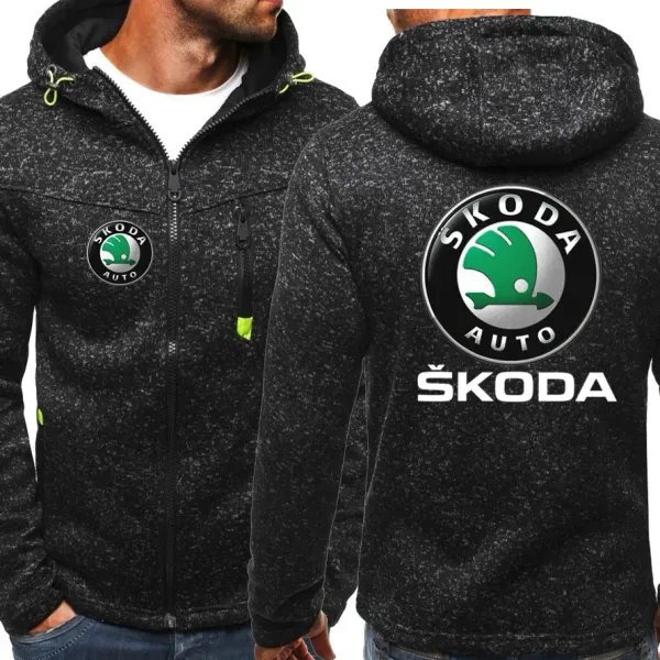 New Spring Autumn Men's Fashion Skoda Car Logo Hoodie Casual Fleece Cardigan Long Sleeve Hip-Hop Harajuku Zipper Hoody Jacket