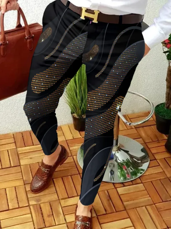 2022 New Smart Casual Men's Pants Ethnic Style Print Pencil Pants Men Thin Mid Waist Jogger Casual Trousers Suit Pants
