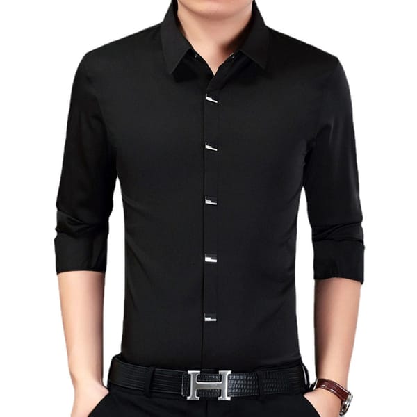 2021 Brand clothing Men's spring High-end Business Shirts/Male Slim Fit Dress Shirt/lapel Long Sleeve Shirts Plus size S-4XL