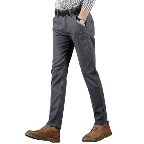 Solid Color Men Pants Spring Autumn Pants Stylish Men's High Waist Straight Leg Trousers with Side Pockets Solid Color Autumn