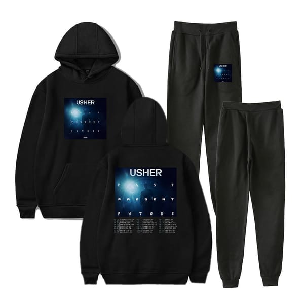 Usher Past Present Future Tour 2024 Merch Hoodie Jogger Pants Two Piece Set Sweatshirts+Sweatpants Women Men's Set
