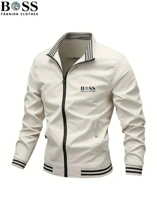 Jacket for Men Men's Stand Collar work Casual Zipper Jacket Outdoor Sports Coat Windbreaker Jacket for Men Waterproof Bomber