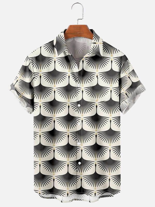 2021 New Men's Casual Trend Harajuku Spring/Summer Plaid Shirt Short Sleeve Chest Pocket Design Fashion Print Button 065