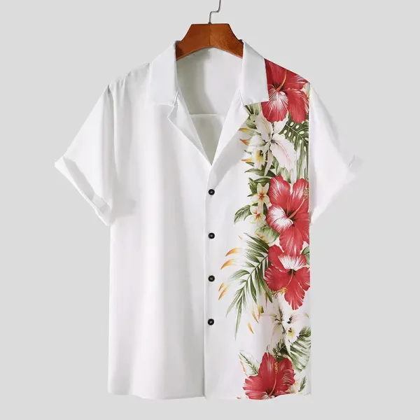New Men's Shirt Casual Short Sleeved Printed Shirt Beach Men's Clothing