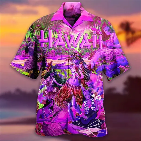 Summer new casual short sleeve shirt men's creative pattern Hawaiian beach shirt
